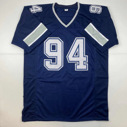 Custom Jersey Charles Haley Dallas signed with JSA COA, navy blue Cowboys jersey