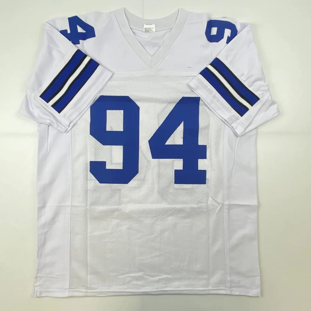 White Nike Charles Haley custom jersey with blue accents, number 94, JSA COA