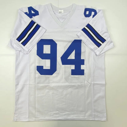 White Nike Charles Haley custom jersey with blue accents, number 94, JSA COA