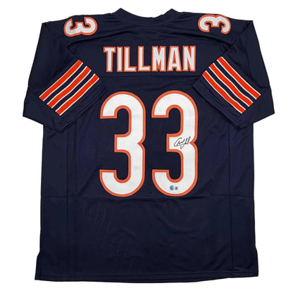 Autographed Charles Tillman Peanut Chicago Blue Football Jersey Beckett BAS COA | Hall of Fame Sports Memorabilia | vintageantiquesgifts.com