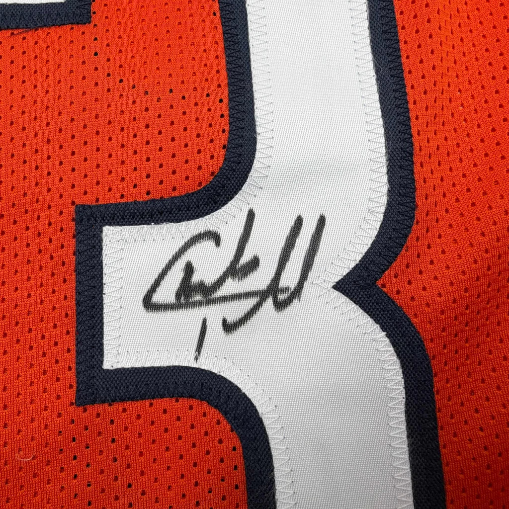 Autographed Charles Tillman Peanut Chicago Orange Football Jersey Beckett BAS COA | Authenticated Signed Sports Jersey | vintageantiquesgifts.com