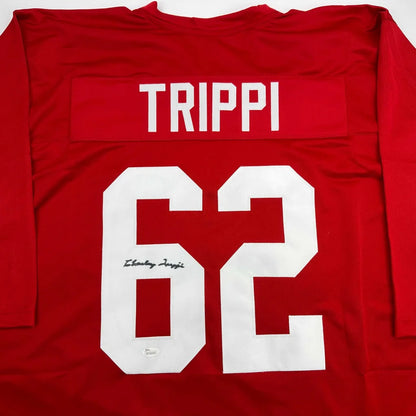 Autographed Charley Trippi Arizona Red Football Jersey JSA COA | Certified Authentic Signed Memorabilia | vintageantiquesgifts.com