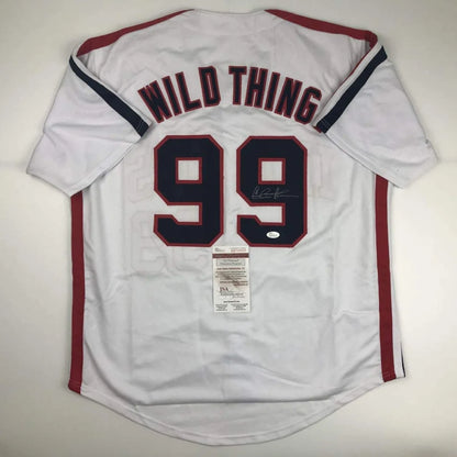 Autographed Charlie Sheen Wild Thing Ricky Vaughn Major League Movie Baseball Jersey JSA COA | Hall of Fame Sports Memorabilia | vintageantiquesgifts.com