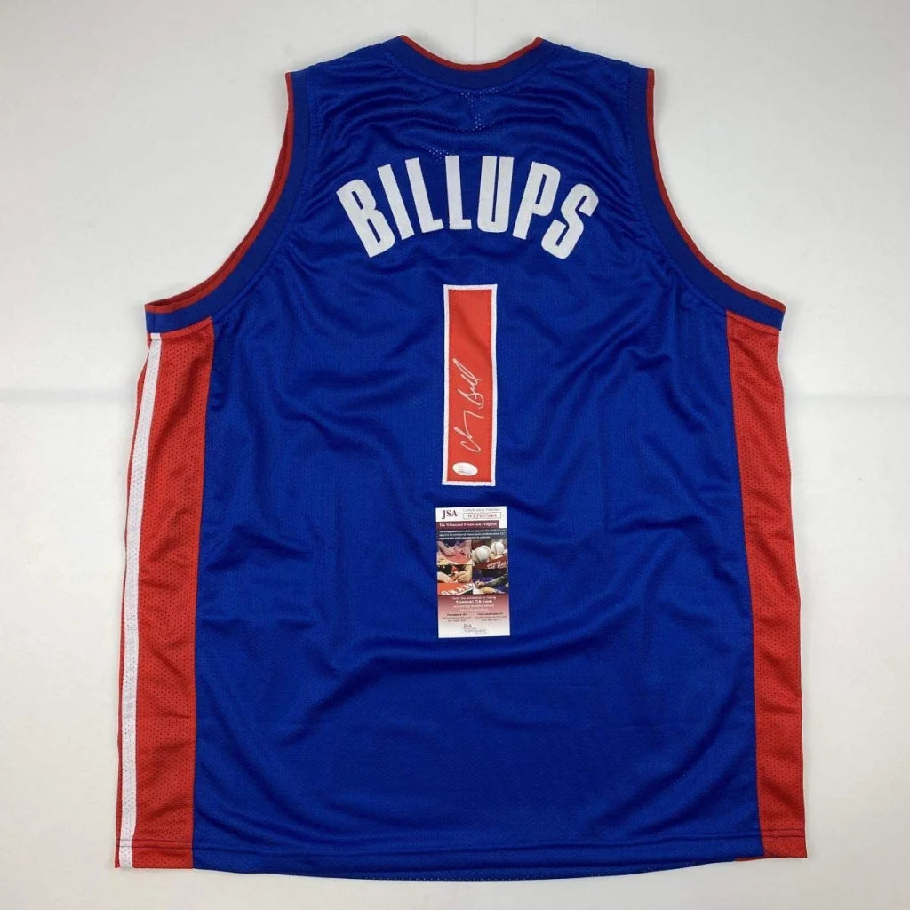 Autographed Chauncey Billups Detroit Pistons blue custom basketball jersey