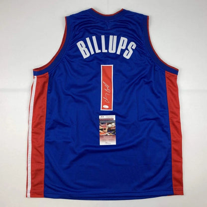 Autographed Chauncey Billups Detroit Pistons blue custom basketball jersey