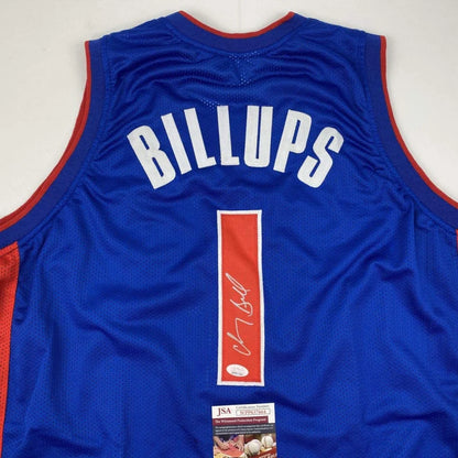 Autographed Detroit Blue Chauncey Billups custom jersey with JSA sticker