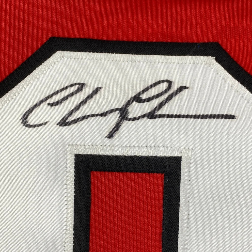 Signed custom jersey from a professional sports league collectible showing jersey number