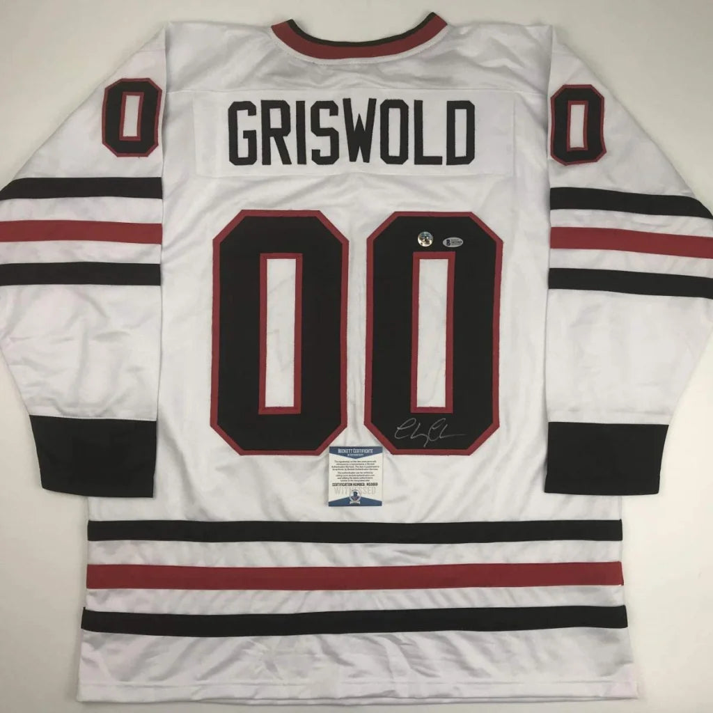 White long-sleeve custom jersey from Professional Sports League with autograph and stickers
