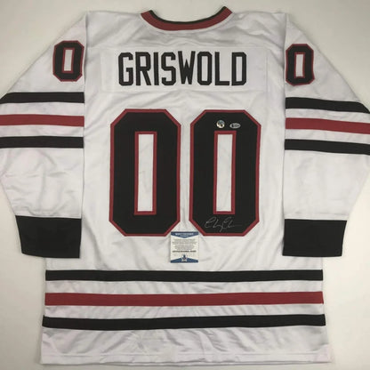White long-sleeve custom jersey from Professional Sports League with autograph and stickers