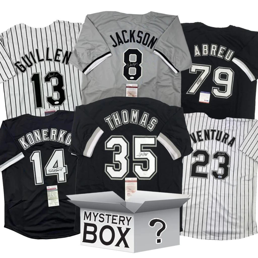 Six autographed Chicago baseball jerseys with Jackson 8, Thomas 35, COA