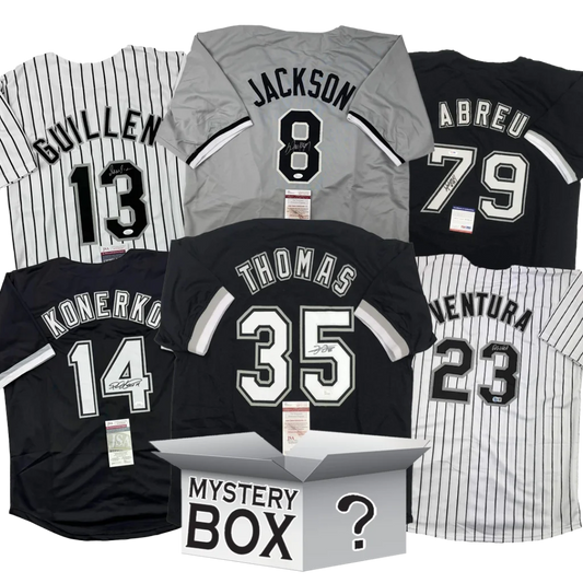 Autographed Chicago Baseball Jersey Mystery Box with PSA JSA or Beckett COA | Hall of Fame Sports Memorabilia | vintageantiquesgifts.com