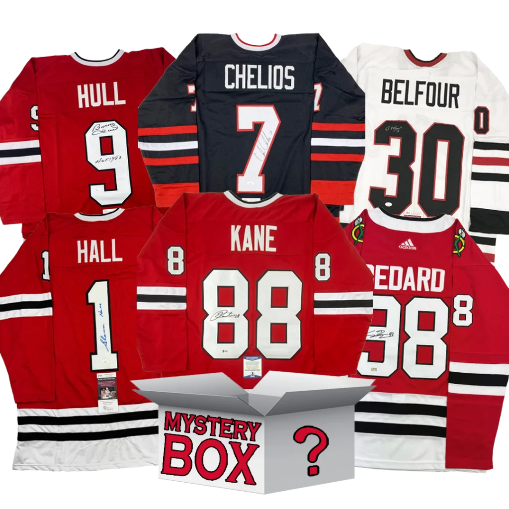 Autographed Chicago Hockey Jersey Mystery Box with PSA JSA or Beckett COA | Hall of Fame Sports Memorabilia | vintageantiquesgifts.com