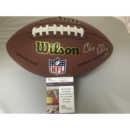 Autographed NFL football with JSA certification and dual silver signatures