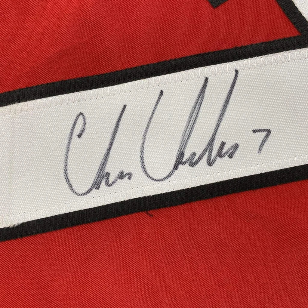 Chris Chelios signed Chicago Red jersey label with number 7, JSA COA