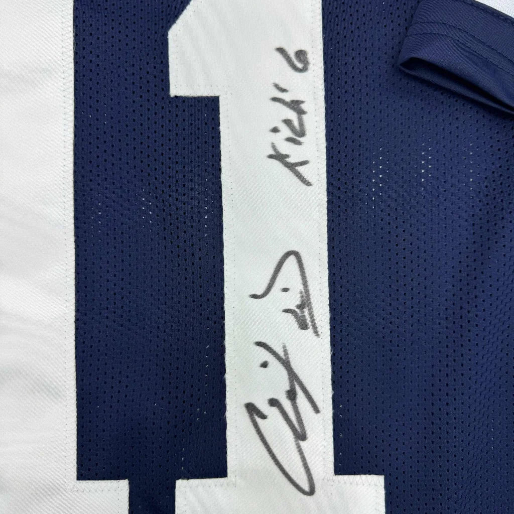 Blue and white custom jersey with Davis Jr Auburn autograph for professional sports fans