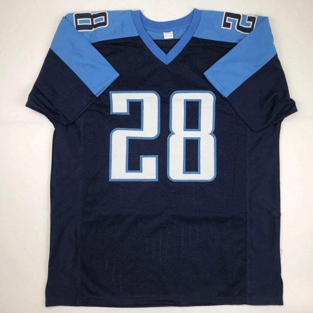 Chris Johnson Tennessee custom jersey number 28 navy blue polyester