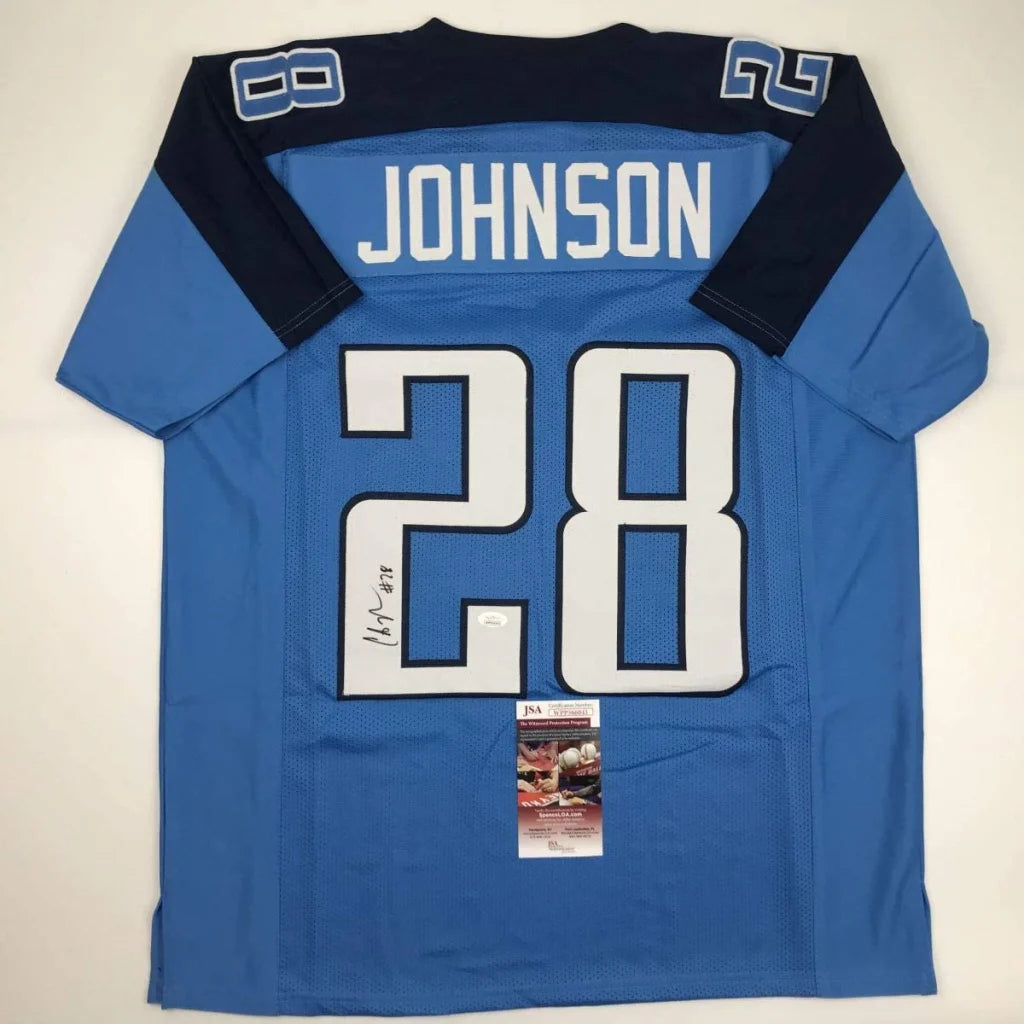 Autographed Chris Johnson Tennessee Powder Blue Football Jersey JSA COA | Hall of Fame Sports Memorabilia | vintageantiquesgifts.com