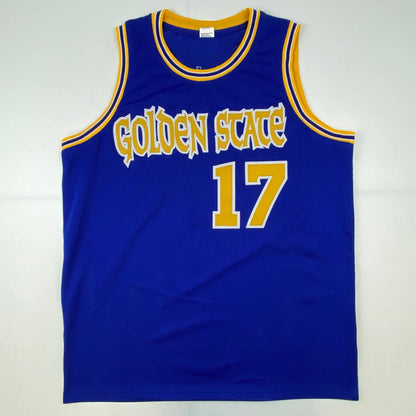 Autographed Chris Mullin Golden State Warriors blue custom jersey number 17
