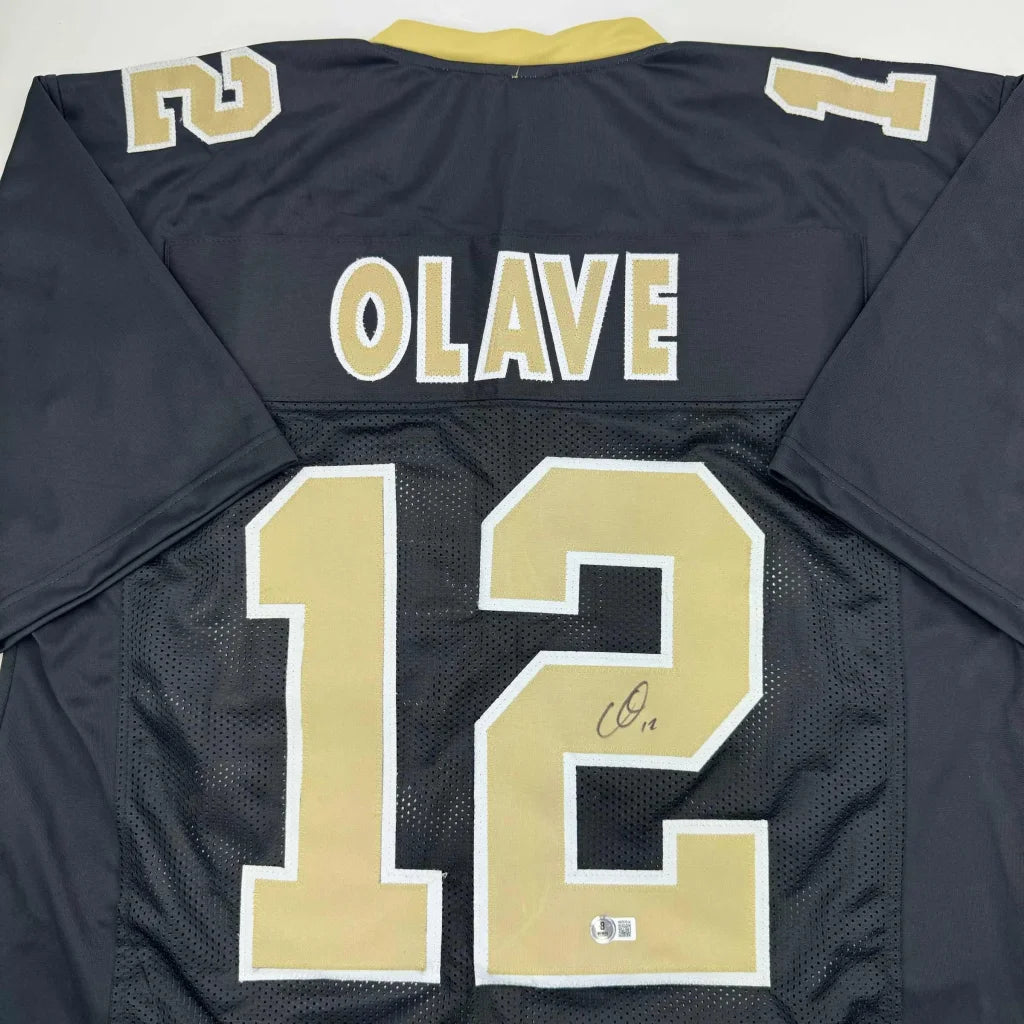 Autographed Chris Olave New Orleans Black Football Jersey Beckett BAS COA | Certified Authentic Signed Memorabilia | vintageantiquesgifts.com