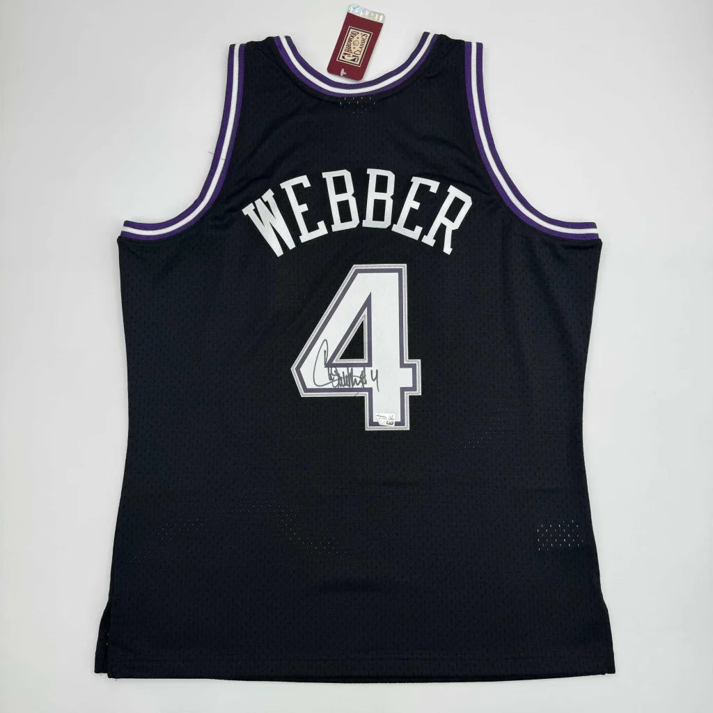 Black Chris Webber Sacramento custom jersey with signature and Fanatics COA