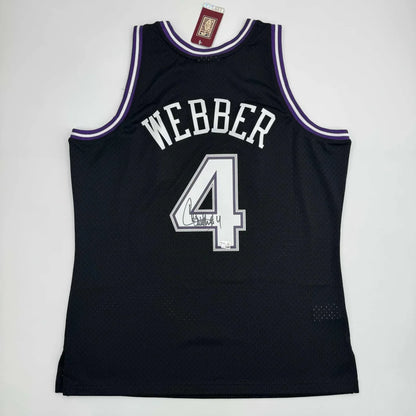 Black Chris Webber Sacramento custom jersey with signature and Fanatics COA