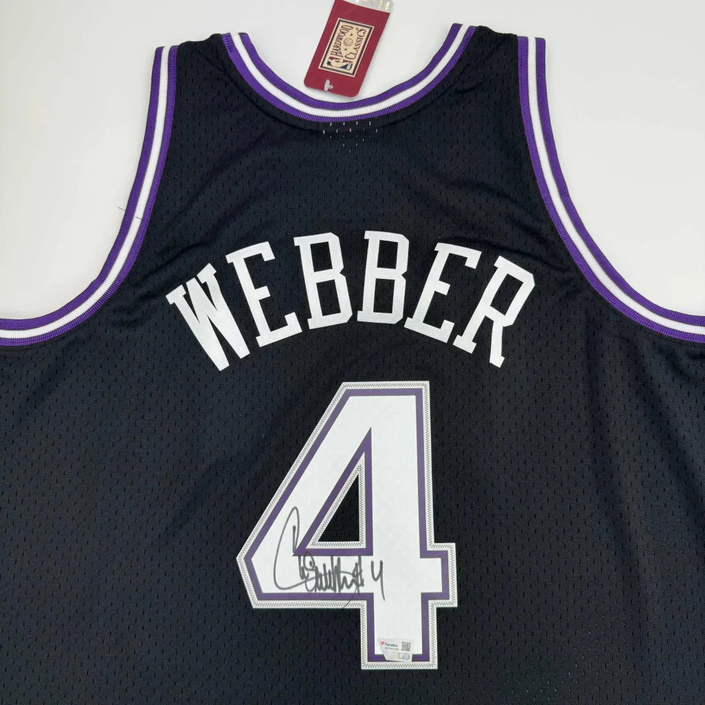 Black Chris Webber Sacramento custom jersey with autograph and Fanatics COA