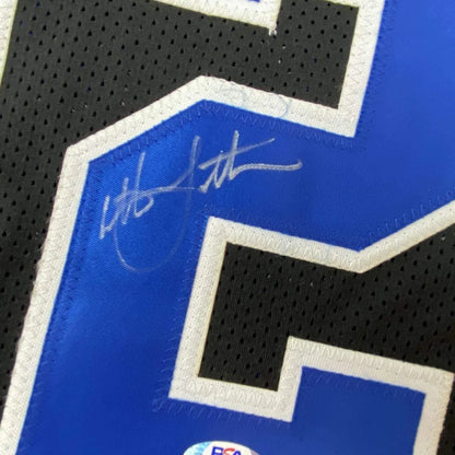 Autographed black and blue Laettner custom jersey sports memorabilia collectible