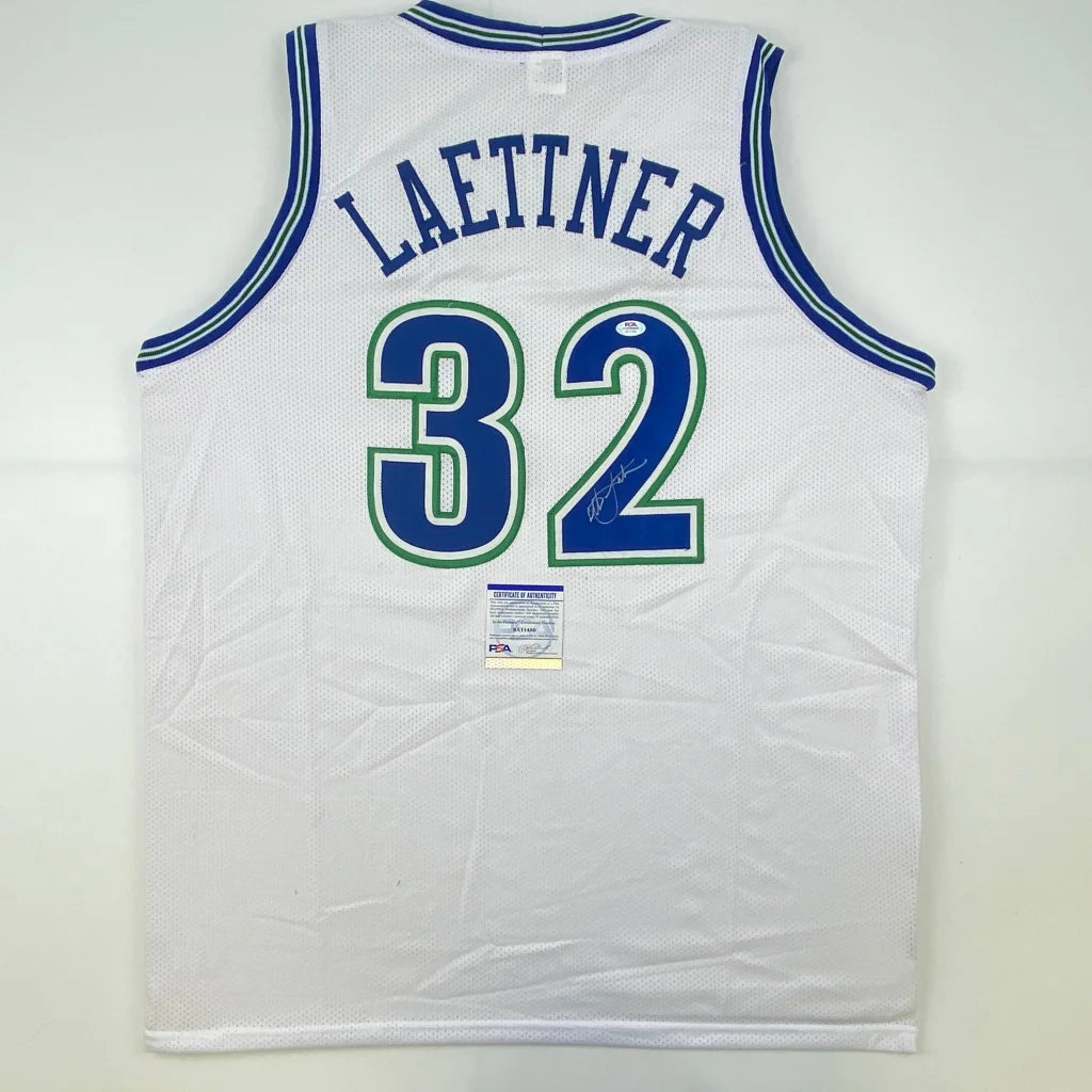 Christian Laettner Minnesota White custom jersey with autograph and authentication stickers