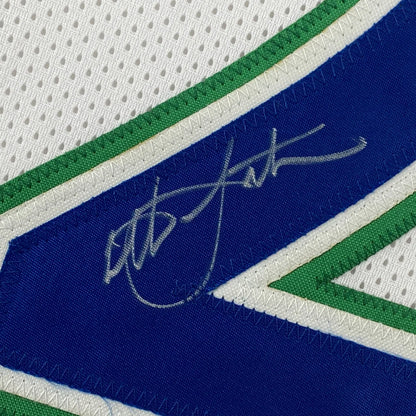 Autographed Christian Laettner Minnesota White custom jersey with blue and green details