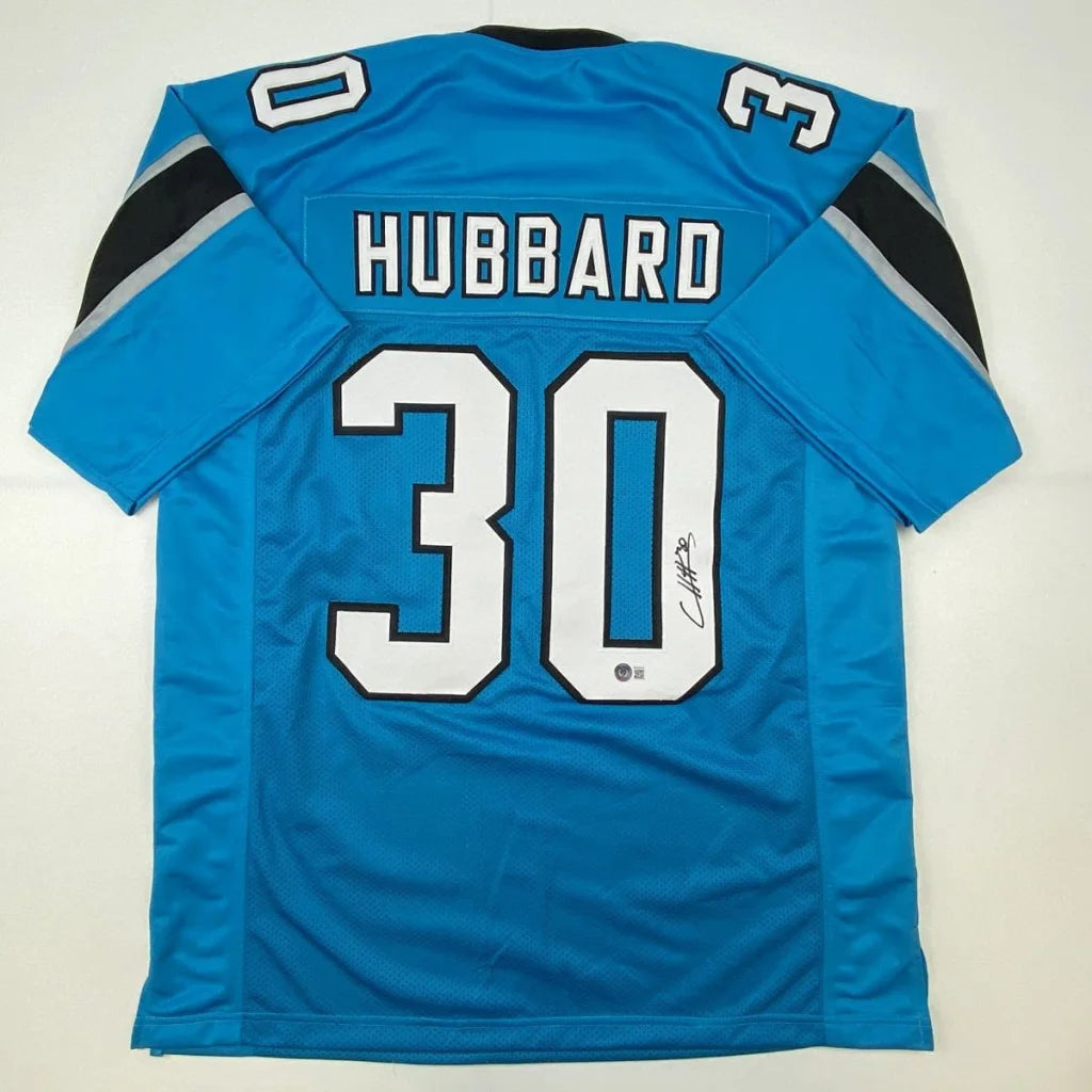 Authentic Carolina Panthers Chuba Hubbard NFL jersey from professional sports league