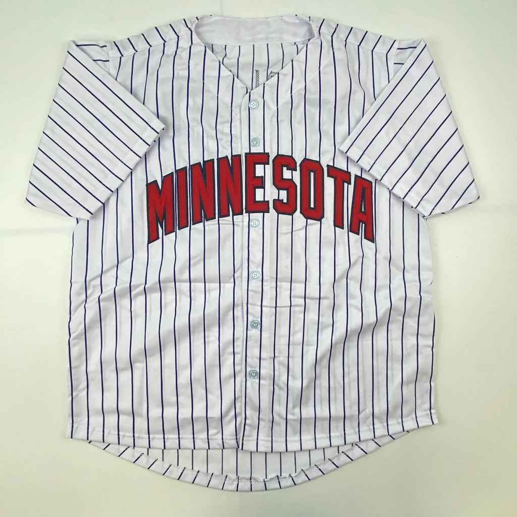 Autographed Chuck Knoblauch Minnesota pinstripe custom jersey
