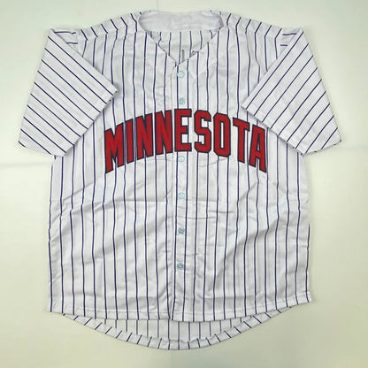Autographed Chuck Knoblauch Minnesota pinstripe custom jersey
