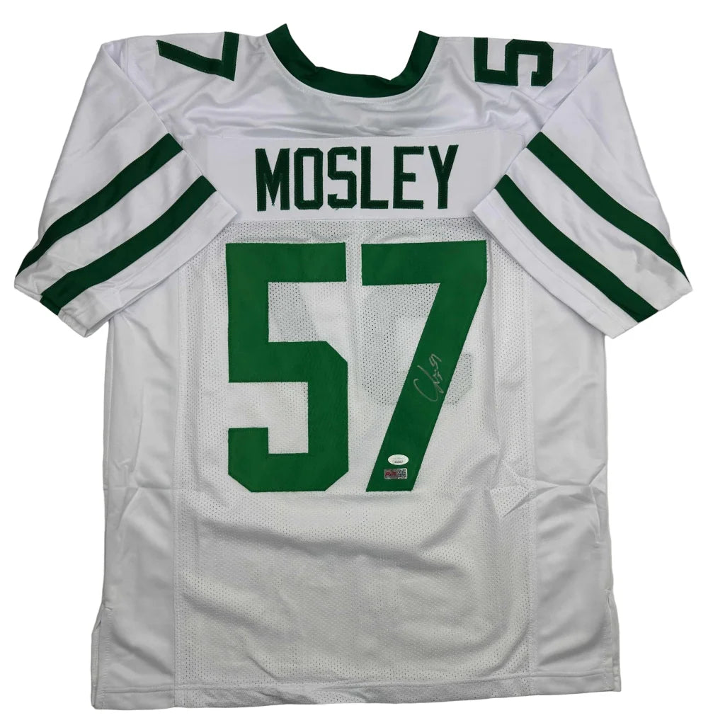 Autographed CJ C.J. Mosley New York White Football Jersey JSA COA | Hall of Fame Sports Memorabilia | vintageantiquesgifts.com