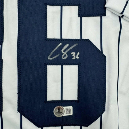 Autographed Clarke Schmidt New York Pinstripe Baseball Jersey Beckett BAS COA | Authenticated Signed Sports Jersey | vintageantiquesgifts.com