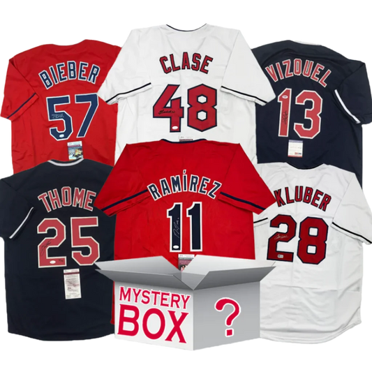 Autographed Cleveland Baseball Jersey Mystery Box with PSA JSA or Beckett COA | Hall of Fame Sports Memorabilia | vintageantiquesgifts.com