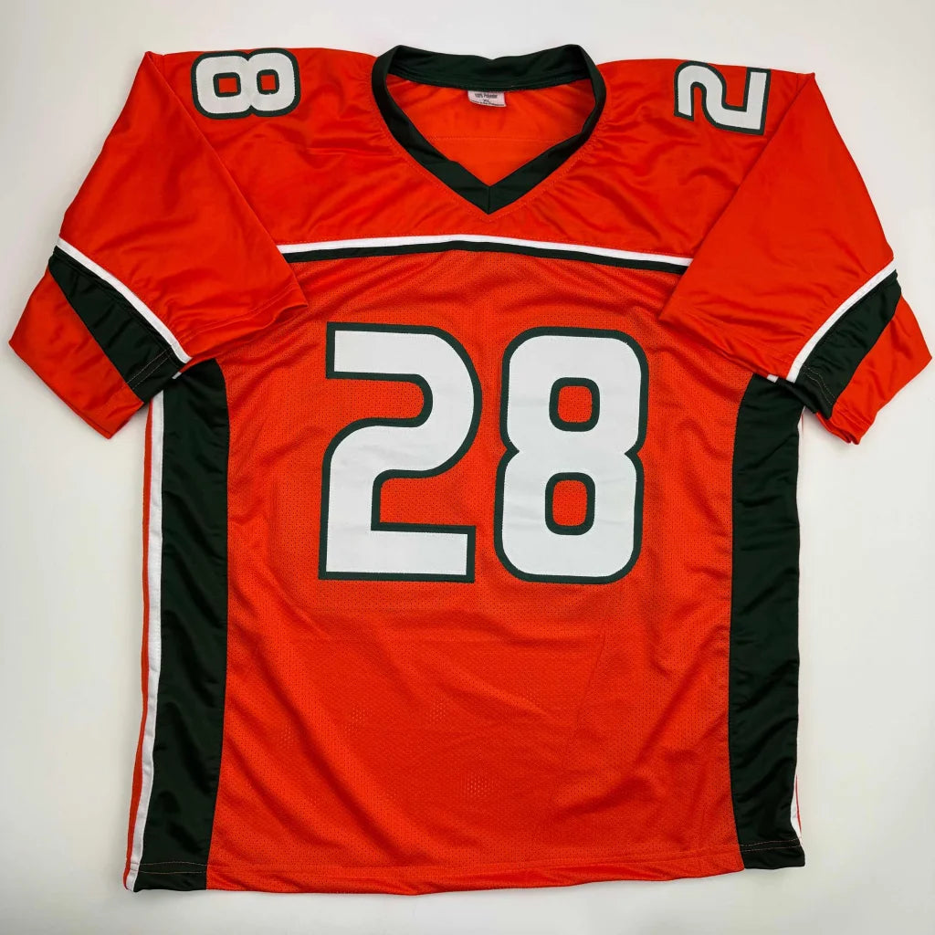 Autographed Clinton Portis Miami Orange College Football Jersey Beckett BAS COA | Authenticated Signed Sports Jersey | vintageantiquesgifts.com