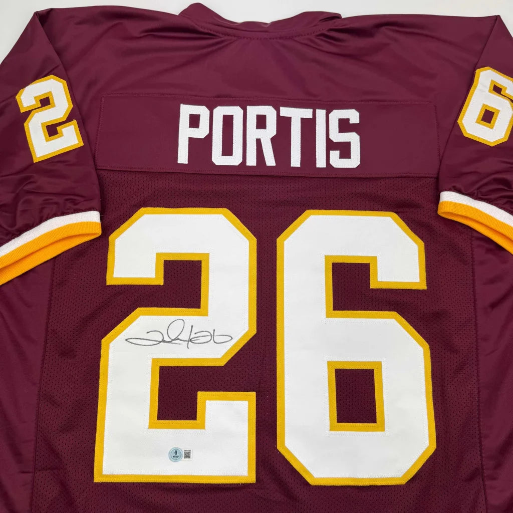 Maroon custom jersey with PORTIS 26 signed by a professional sports league player