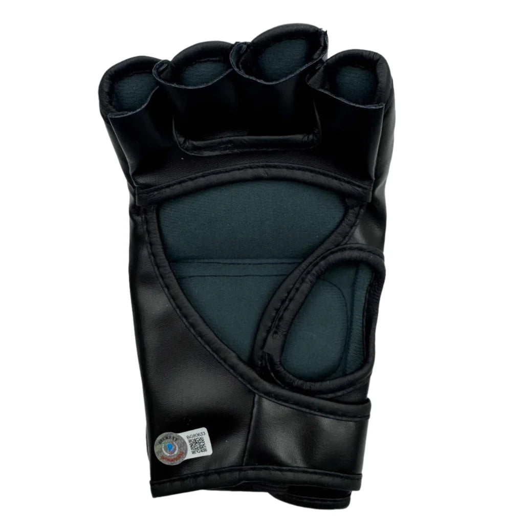 Black MMA grappling glove with padded palm from UFC Fighter Signed Collectible