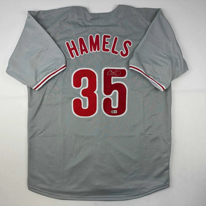 Autographed Cole Hamels Philadelphia Grey Baseball Jersey Beckett BAS COA | Hall of Fame Sports Memorabilia | vintageantiquesgifts.com