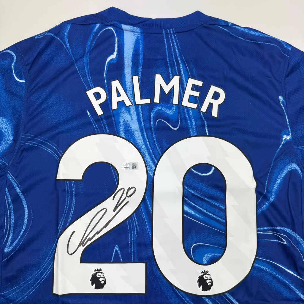 Autographed Cole Palmer Chelsea FC Blue Soccer Futbol Jersey Beckett BAS COA | Certified Authentic Signed Memorabilia | vintageantiquesgifts.com