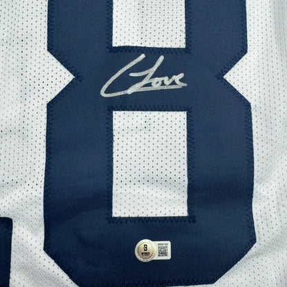 Autographed/Signed Colston Loveland Michigan White College Football Jersey Beckett BAS COA