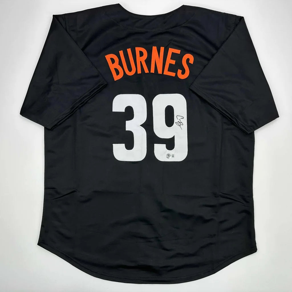 Black custom jersey with BURNES 39 in orange and white from Unique Custom Jersey Collection for professional sports league gear