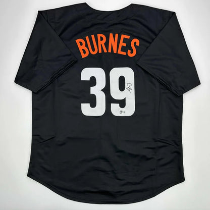 Black custom jersey with BURNES 39 in orange and white from Unique Custom Jersey Collection for professional sports league gear