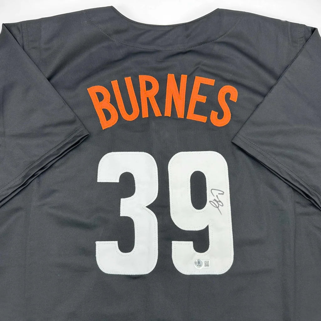 Gray custom jersey with BURNES 39 autograph, perfect for pro sports fans