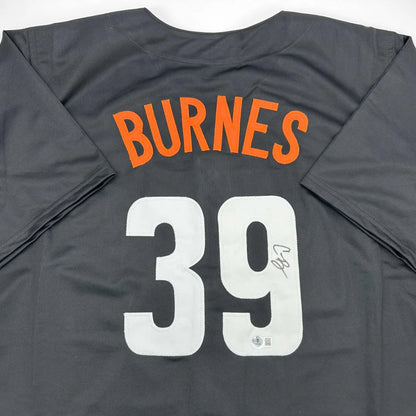 Gray custom jersey with BURNES 39 autograph, perfect for pro sports fans