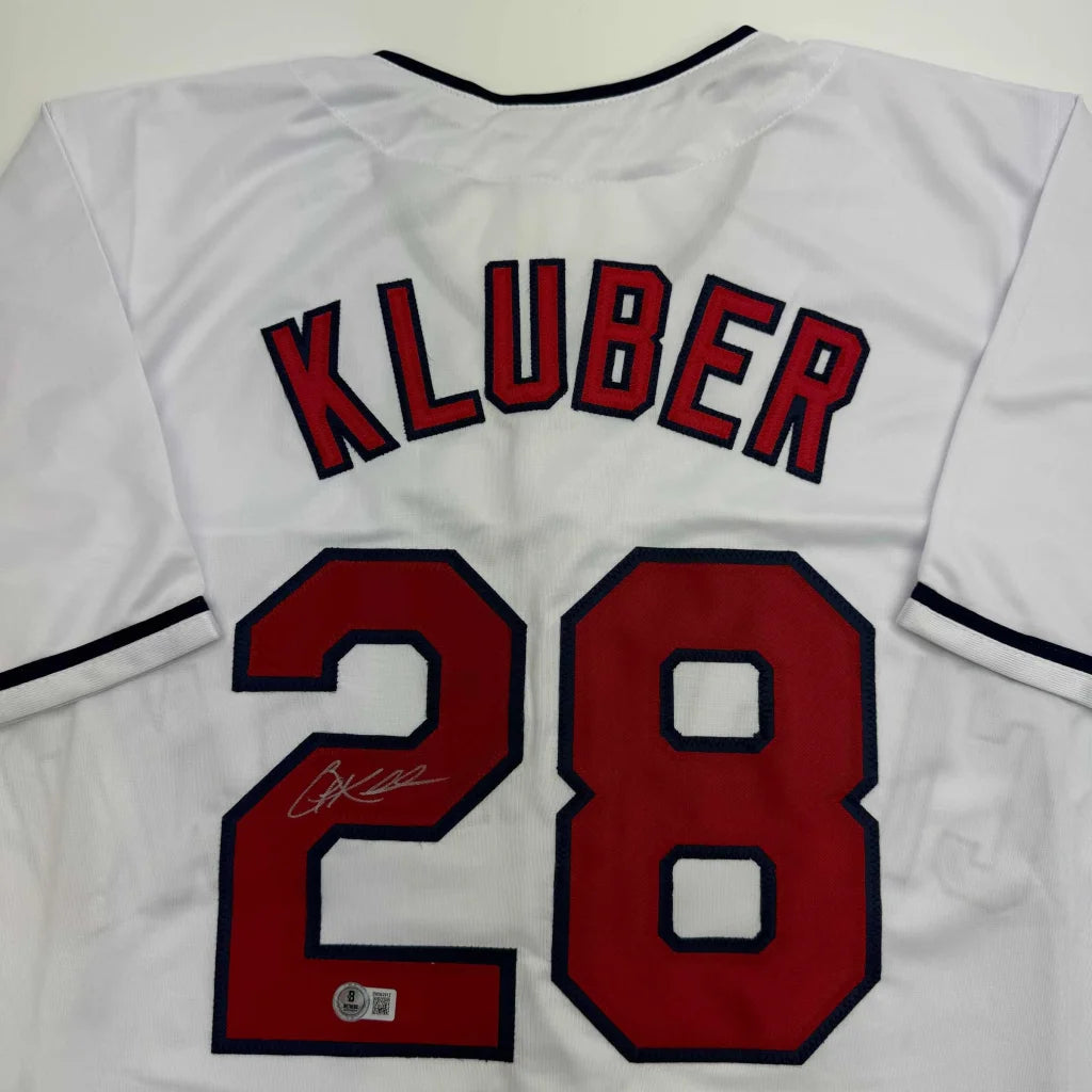 Autographed Corey Kluber Cleveland White Baseball Jersey Beckett BAS COA | Certified Authentic Signed Memorabilia | vintageantiquesgifts.com