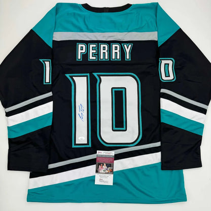 Autographed Corey Perry Anaheim Black Retro Hockey Jersey JSA COA | Hall of Fame Sports Memorabilia | vintageantiquesgifts.com