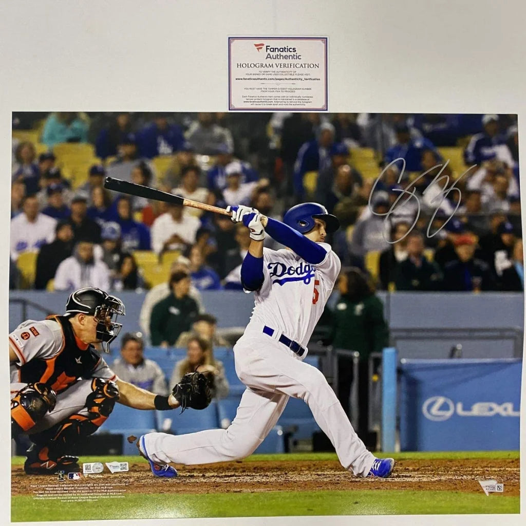 Autographed Corey Seager Los Angeles LA Dodgers 16x20 Baseball Photo Fanatics COA | Hall of Fame Sports Memorabilia | vintageantiquesgifts.com