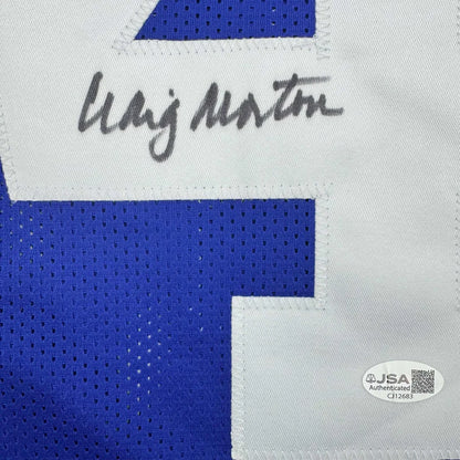 Autographed Craig Morton Dallas Blue Football Jersey JSA COA | Authenticated Signed Sports Jersey | vintageantiquesgifts.com