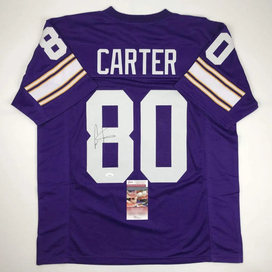 Autographed Cris Carter Minnesota Purple Football Jersey JSA COA | Hall of Fame Sports Memorabilia | vintageantiquesgifts.com